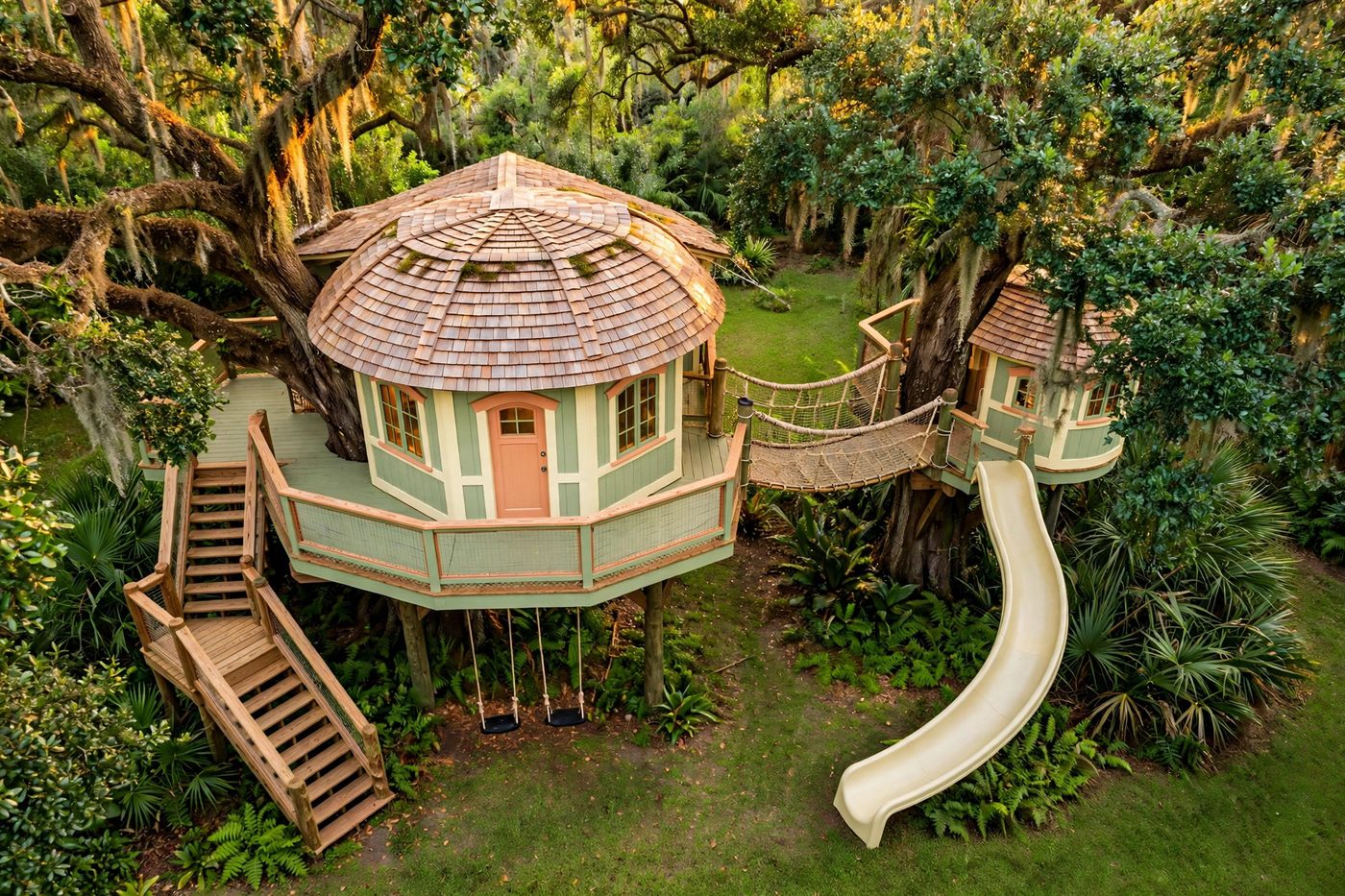 The Two-Tree Bridge House from above — Storybook Cottage collection, Rose Homes Luxury Builds