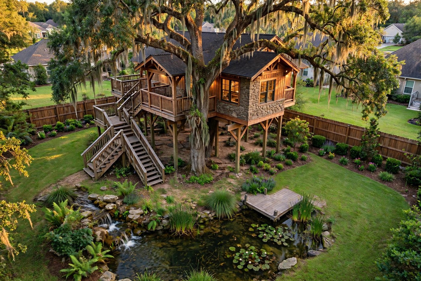 The Swim Pond from above — Waterfall Estate collection, Rose Homes Luxury Builds